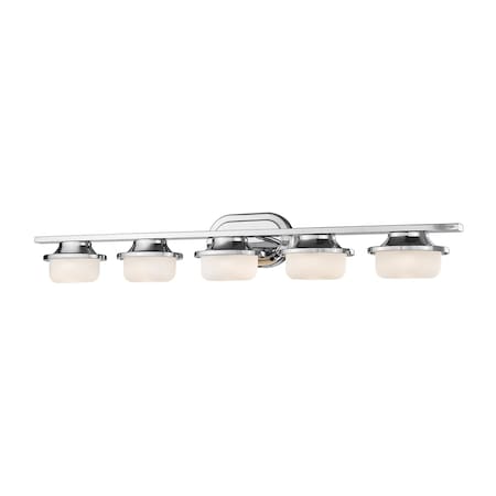 Z-Lite Optum 5 Light Vanity, Chrome & Matte Opal 1917-5V-CH-LED